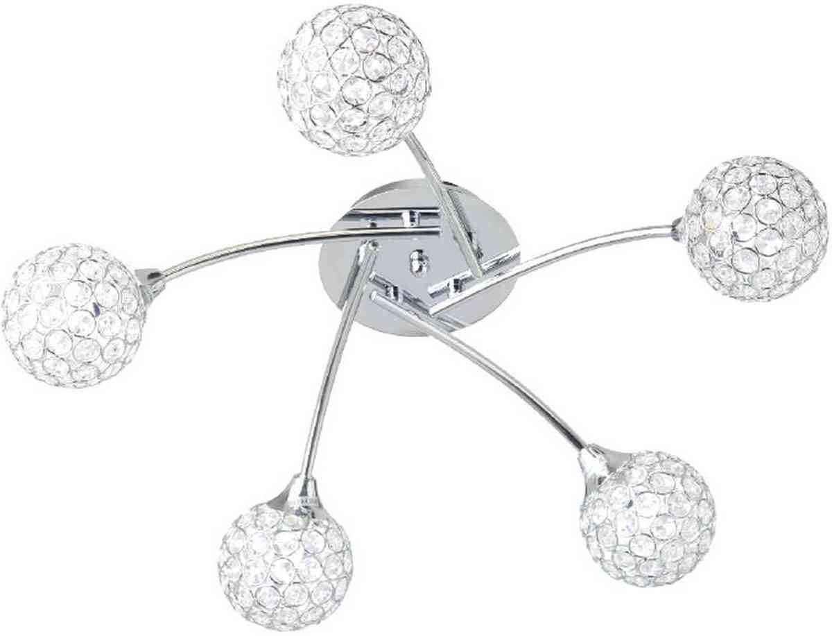 ACA Plafoniera Orofis Pentafoti Metalliki/Krustallini 'SKYLAR' Xromio G9 F61X15cm AD2012005C