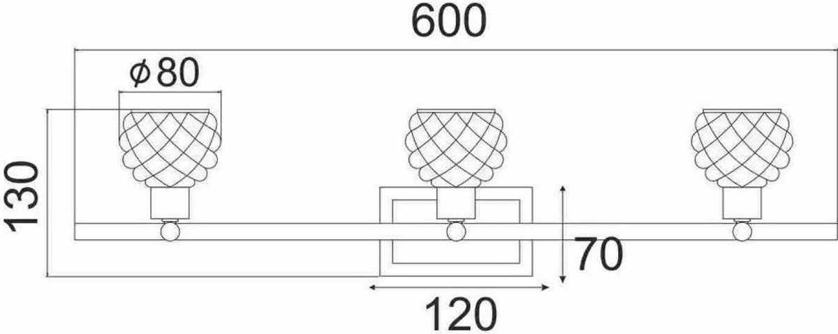 ACA Aplika Rag 3Foti Metallo/Gyali Xromio 3XG9 60CM 'Ostrava' AD757143