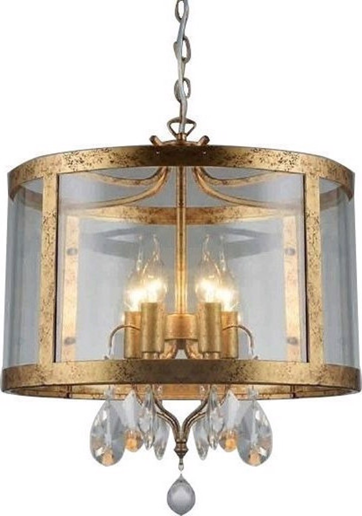 ACA Kremasto Fotistiko 4foto Metallo/Gyali/Krustallo Antike Bronze E14 45X150ek 'Ronnie' AD80375