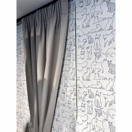 Έτοιμη Ραμμένη Κουρτίνα Π150cm X Υ260cm Γκρι (Εκθεσιακή)