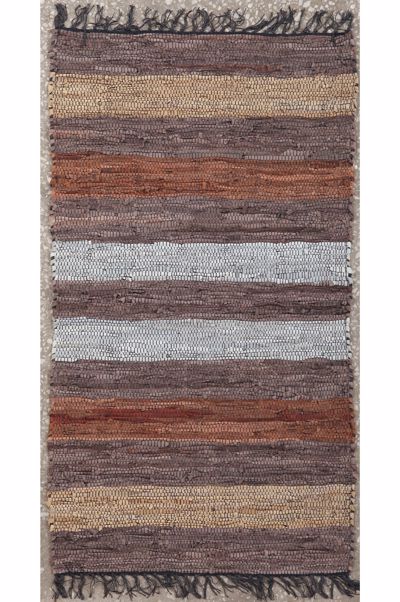 ΠΕΡΣΙΚΑ Χαλί Δερμάτινο με Κρόσσια 'Leather Stripe Rugs' Coffe/Brown 70x130cm PRS030802