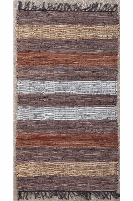 ΠΕΡΣΙΚΑ Χαλί Δερμάτινο με Κρόσσια 'Leather Stripe Rugs' Coffe/Brown 70x130cm PRS030802