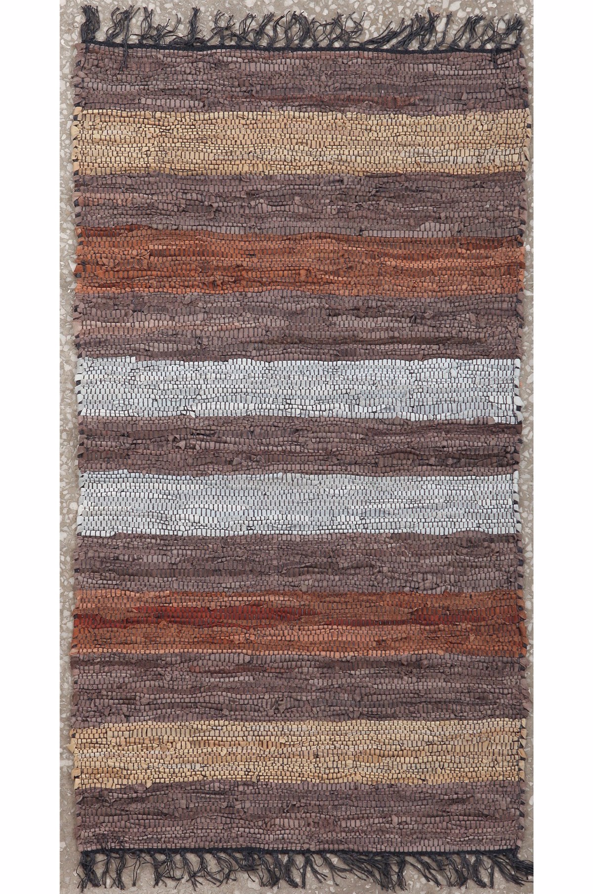 PERSIKA Xali Dermatino me Krossia 'Leather Stripe Rugs' Coffe/Brown 70x130cm PRS030802