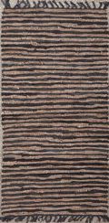 PERSIKA Xali Dermatino me Krossia 'Leather Stripe Rugs' Coffe/Camel 70x130cm PRS030801