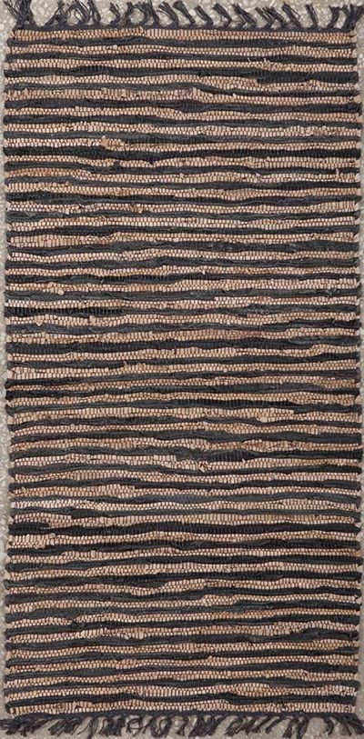 ΠΕΡΣΙΚΑ Χαλί Δερμάτινο με Κρόσσια 'Leather Stripe Rugs' Coffe/Camel 70x130cm PRS030801