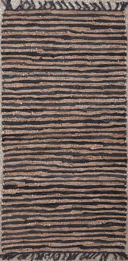 ΠΕΡΣΙΚΑ Χαλί Δερμάτινο με Κρόσσια 'Leather Stripe Rugs' Coffe/Camel 70x130cm PRS030801