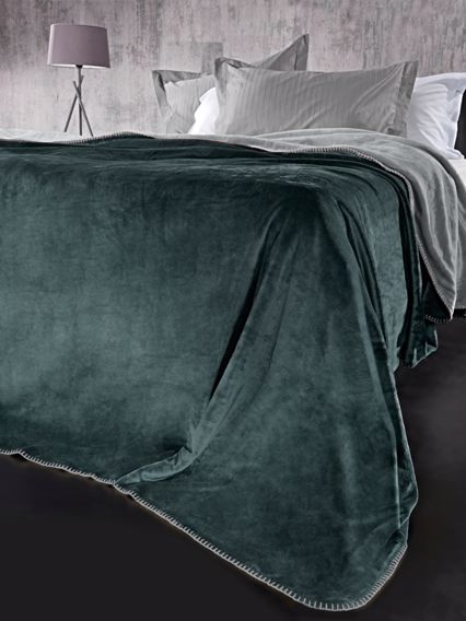 Guy Laroche Κουβερτa VELVET Emerald 2 οψεων 160x220 με δώρο μαξιλαράκι διακοσμητικό 1113086221010
