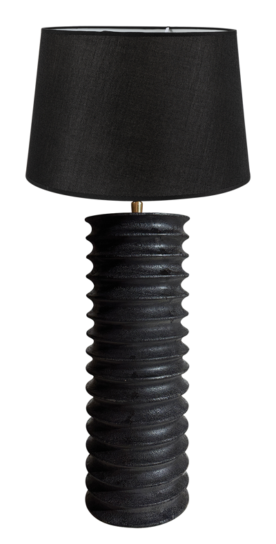 ArLight TLI 6332 40BK Επιτραπέζια Λάμπα Μαύρη Ξύλινη με Ραβδώσεις και Αμπαζούρ Μαύρο 1xE27 Φ40x71.5cm 02010038