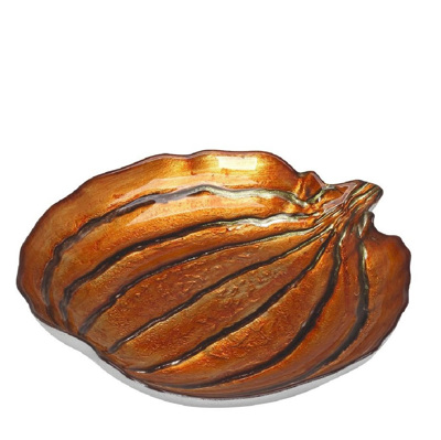 Pumpkin Διακοσμητική Γυάλινη Πιατέλα Πορτοκαλί-Ασημί 32.5εκ AD1707 Espiel
