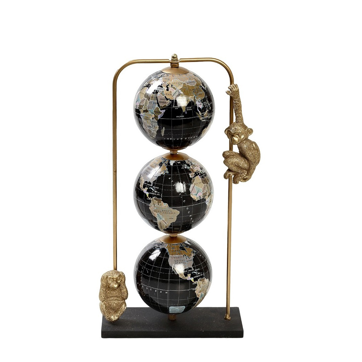 Diakosmitiko me 3 udrogious Sfaires se Basi Resin Xruso/Mavro 16.5x8.5x31cm GOR112 Espiel