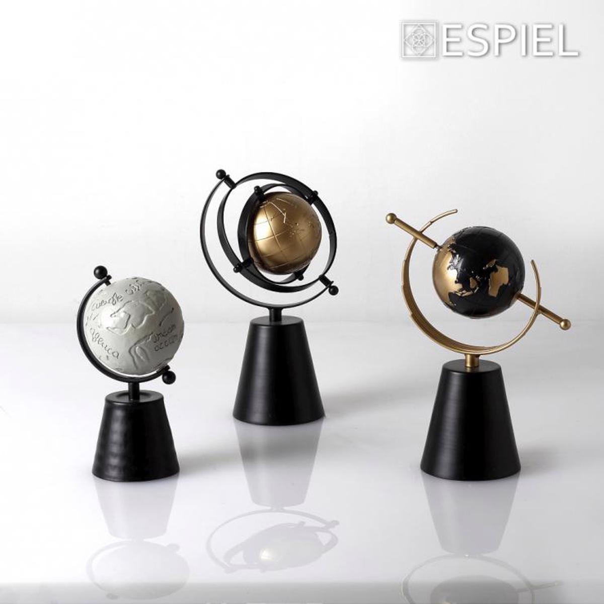 udrogios Sfaira Xrusi Peristrefomeni se Basi Resin Mavri 14.5x8.5x22.5cm GOR114 Espiel