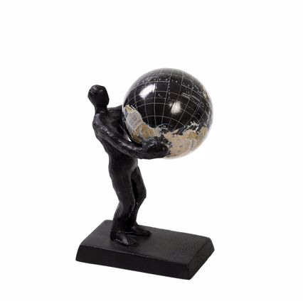 Ανδρική Φιγούρα που Κρατά Υδρόγειο Resin Μαύρη 8.5x6x12.5cm GOR119 Espiel