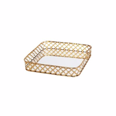 Δίσκος Μεταλλικός Χρυσός με Καθρέπτη 30x30x5.5cm Espiel (Μέγεθος: Medium)