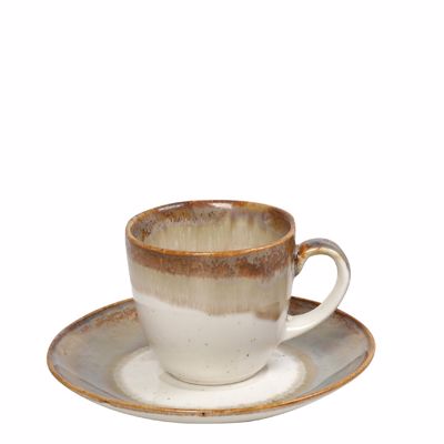 Φλιτζάνι και Πιατάκι Espresso ''ESSENTIALS'' Πορσελάνης Μπεζ 90ml Φ12x6cm OWQ101K6 Espiel