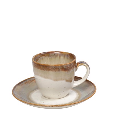 Φλιτζάνι και Πιατάκι Espresso ''ESSENTIALS'' Πορσελάνης Μπεζ 90ml Φ12x6cm OWQ101K6 Espiel