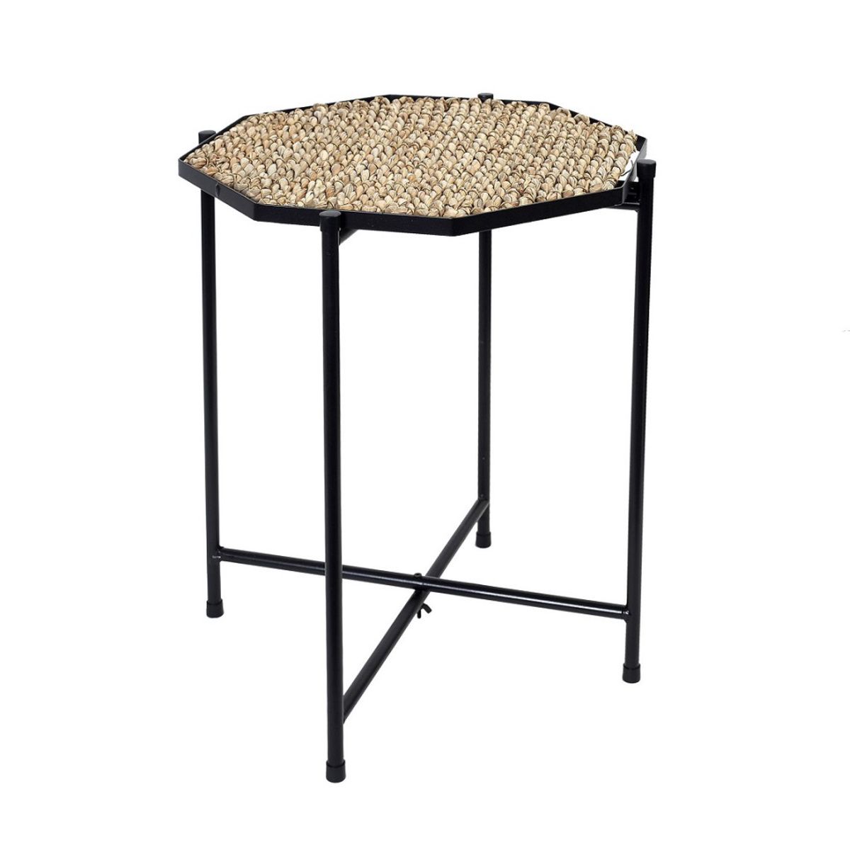 Trapezaki Oktagno Psathino/Metalliko Bez/Mavro 37.5x37.5x60cm PUB104 Espiel
