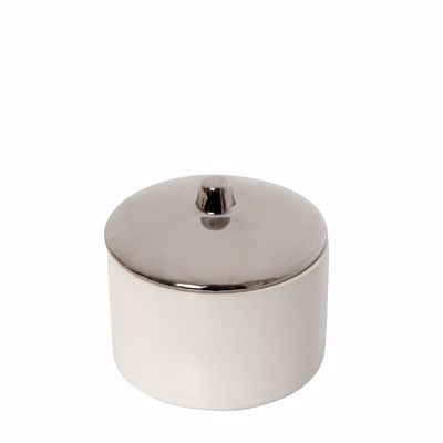 Δοχείο με Καπάκι Κεραμικό Λευκό/Ασημί Φ10x9cm ROD201K4 Espiel