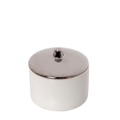 Δοχείο με Καπάκι Κεραμικό Λευκό/Ασημί Φ10x9cm ROD201K4 Espiel
