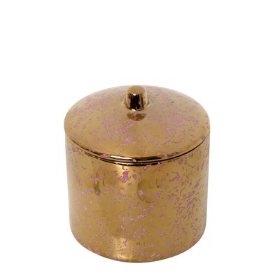 Δοχείο με Καπάκι Κεραμικό Χρυσό/Ροζ Φ10x10.5cm ROD205K4 Espiel