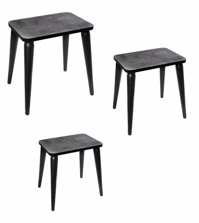 Σετ των 3 Τραπεζάκι Ορθογώνιο Γκρί MDF 60/45/30cm SOY105 Espiel