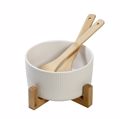 Salatiera Porselanis Lefki me 2 Xulines Koutales kai Basi F20x10cm TVL101 Espiel