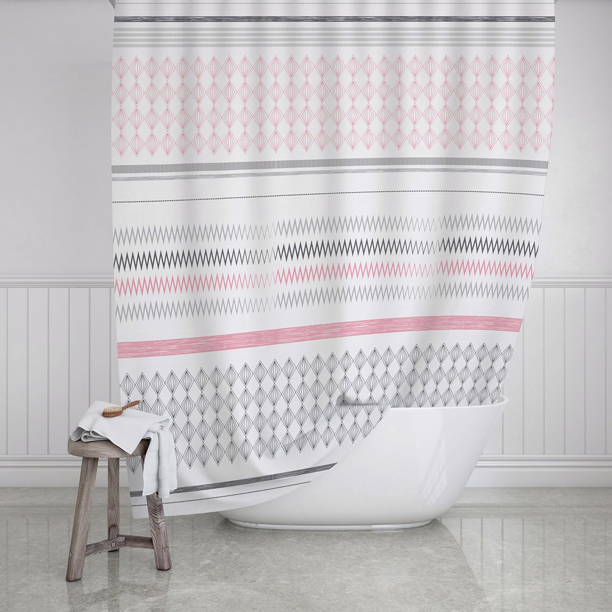 Estia Kourtina Baniou Adiabroxi Poluesteriki 180X200cm Stripes Roz 02-11338