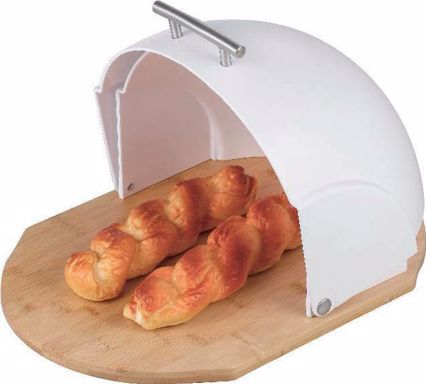 Estia Ψωμιέρα Πλαστική/Bamboo Λευκή 37x26x22εκ 01-9335