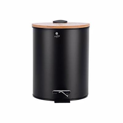 ESTIA Χαρτοδοχείο Soft Close Μεταλλικό Bamboo Essentials 5lt Μαύρο Ματ 02-12748