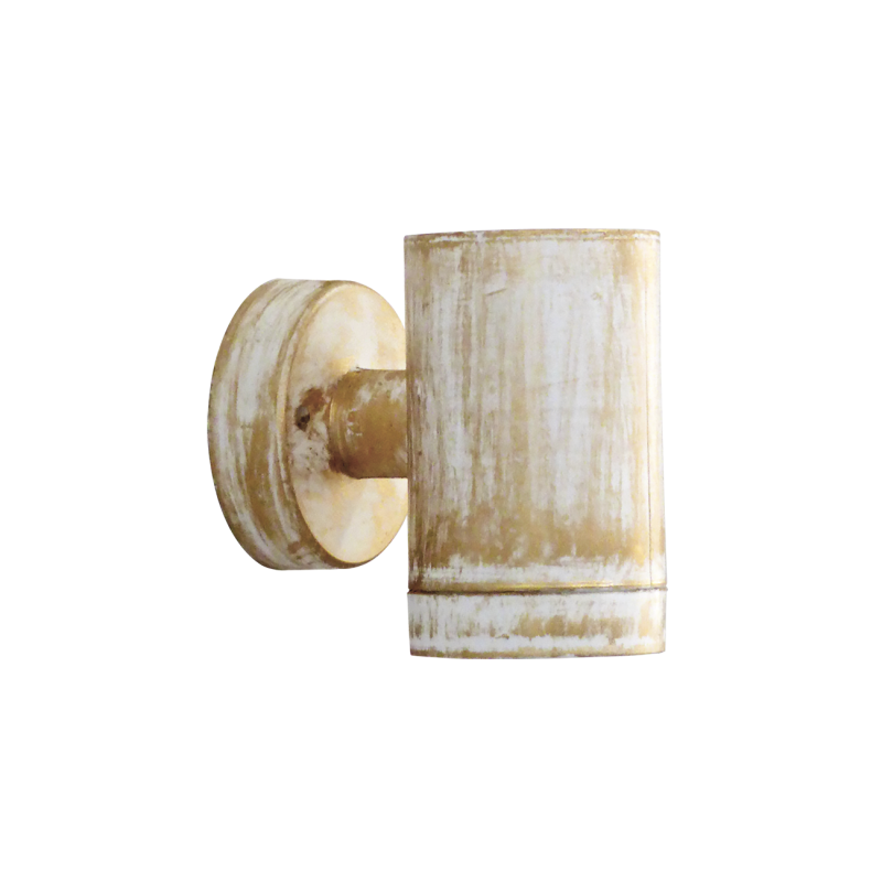 Heronia Spot Exoterikou Xorou C-01 Monofoto Plastiko Lefki-Mpronze Patina 7x9.5x10cm GU10 15-0205