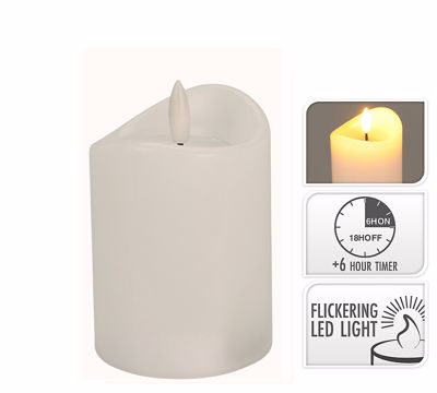Zaros Κερί LED με timer Λευκό Φ7.5x10cm CA376