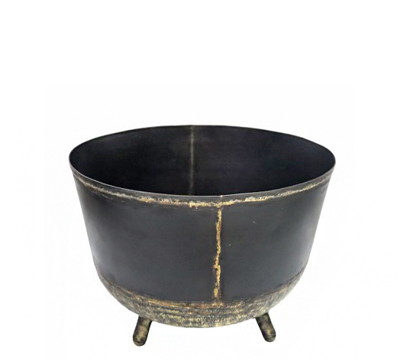 Zaros Φρουτιέρα Μεταλλική Vintage Μαύρη με 3 Πόδια Φ31x25cm IN230