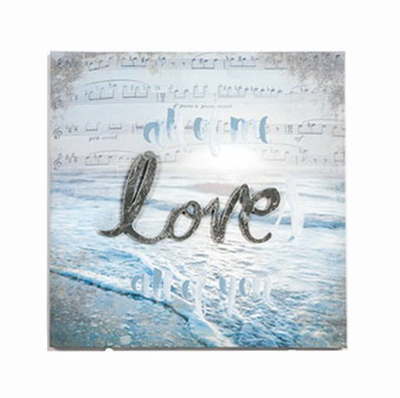 Zaros Πίνακας σε Καμβά ''Love & Sea'' Μπλε 30Χ30εκ PI249