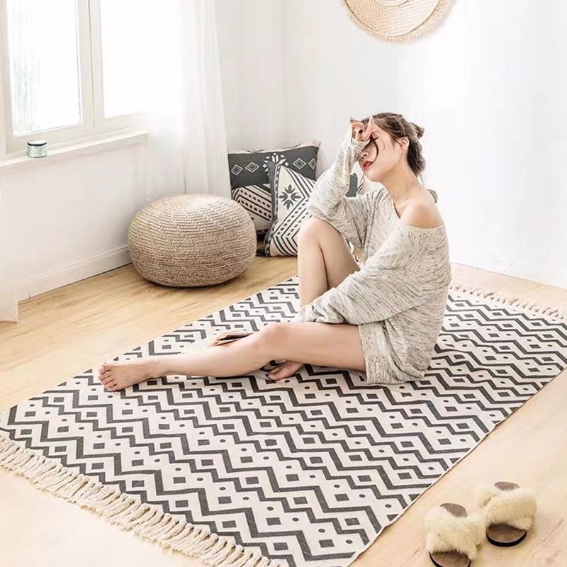 Liadis Bambakero Xali Krem me Ggri Sxedia 120X180ek 74168