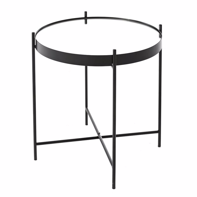 Iliadis Mavro Metalliko Trapezi me Gyalini Epifaneia 43X45cm 76848