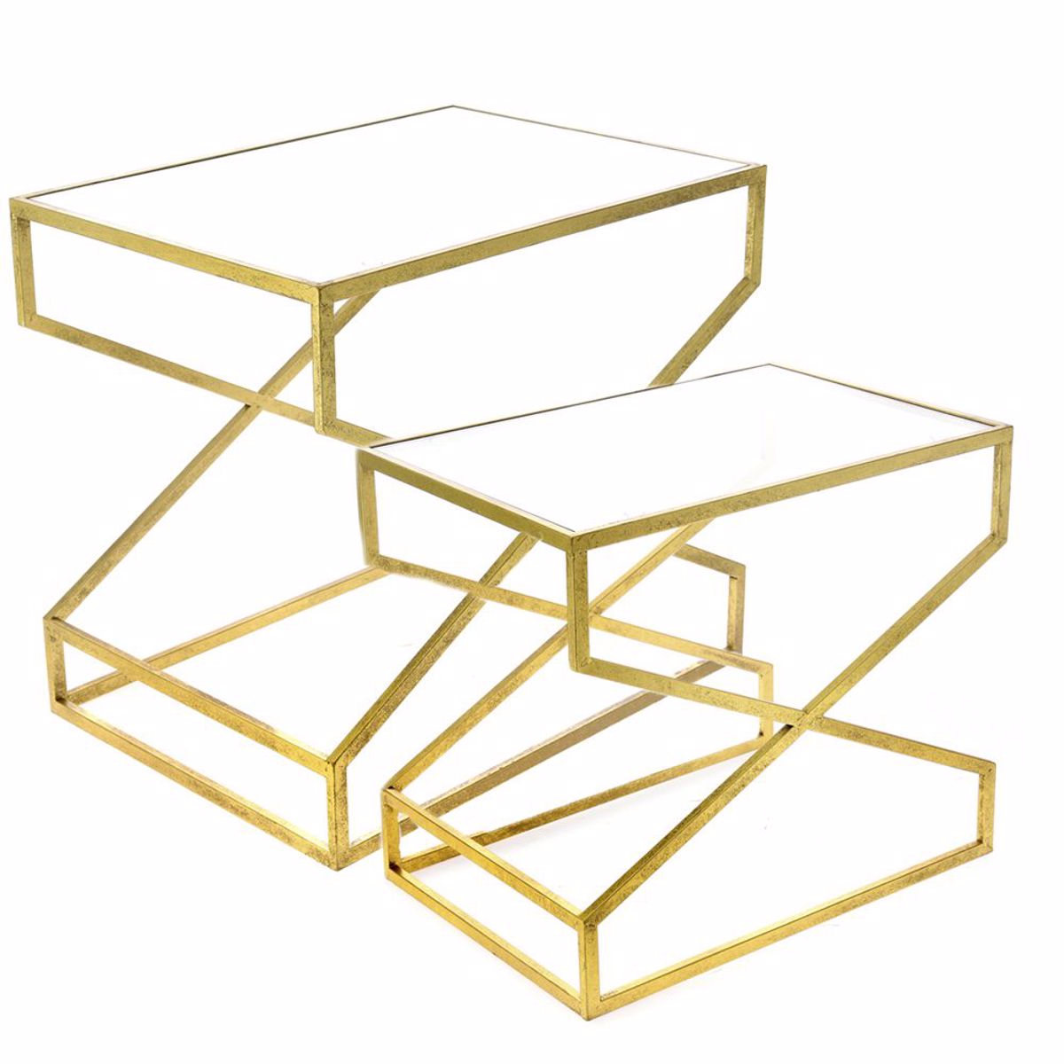 Iliadis Set ton 2 Xruso Metalliko Trapezi (55x40x50 / 50x35x45) me Epifaneia Kathrepti 78083