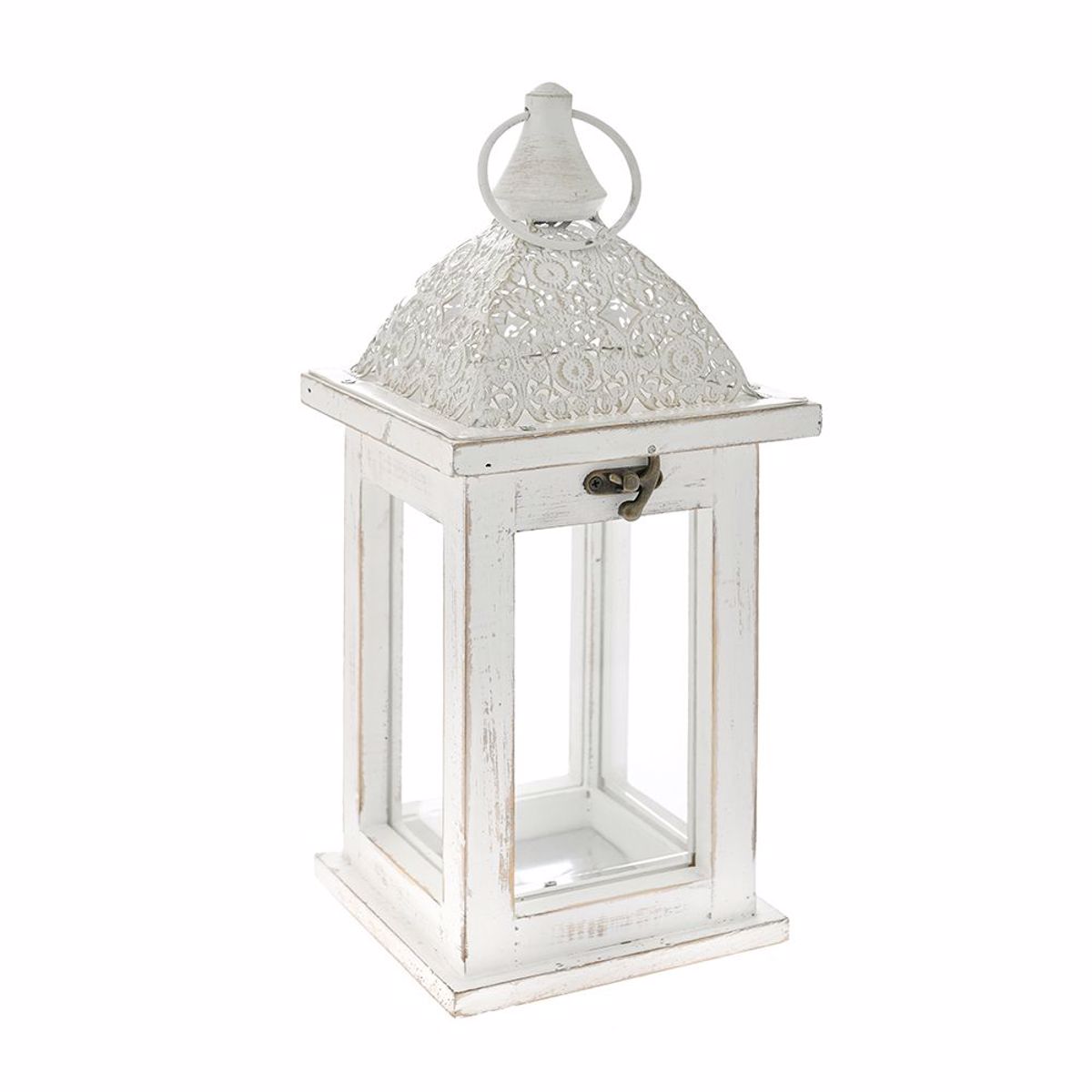 Iliadis Fanari Xulino me Metalliki Orofi Lefko 13x13x33cm 80730