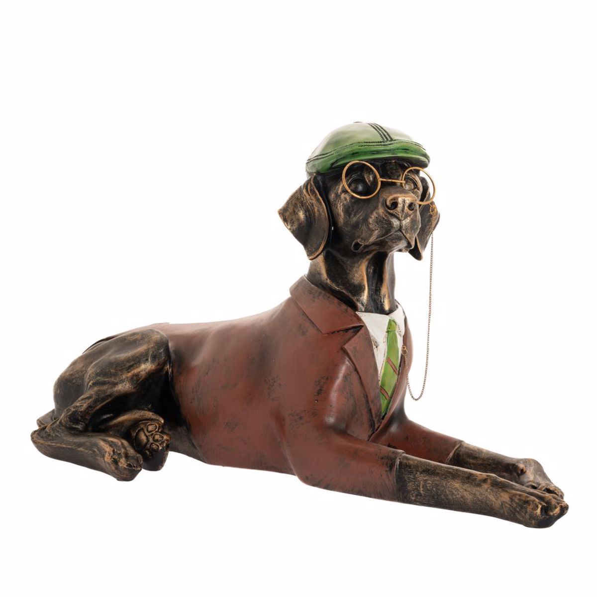 Iliadis Diakosmitikos Kathistos Skulos Resin Kafe me Prasino Kapelo 65x27x37cm 84745