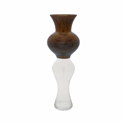 Iliadis Βάζο Γυάλινο Καφέ/Διάφανο Φ17x50cm 84953