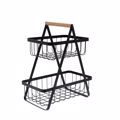 Iliadis Froutiera Diorofi Metalliki Mavri me Xulino Xeri 36x20x43cm 85208