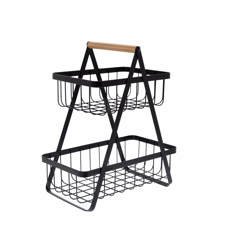 Iliadis Froutiera Diorofi Metalliki Mavri me Xulino Xeri 36x20x43cm 85208