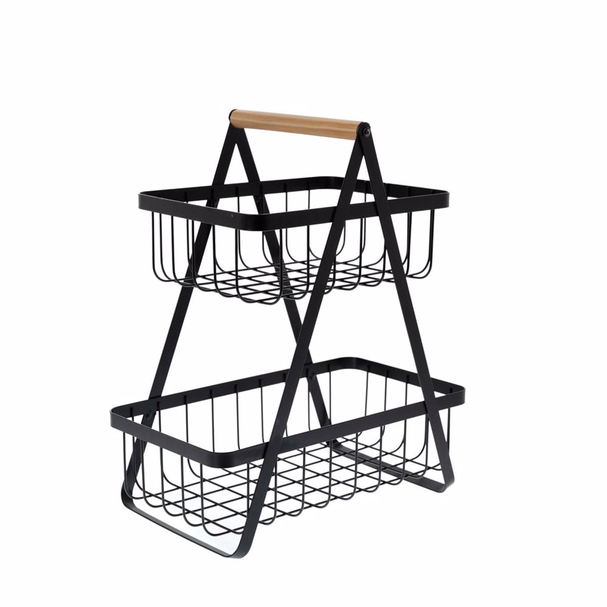 Iliadis Froutiera Diorofi Metalliki Mavri me Xulino Xeri 36x20x43cm 85208