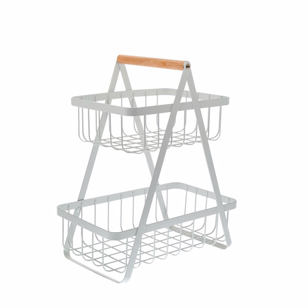 Iliadis Froutiera Diorofi Metalliki Lefki me Xulino Xeri 36x20x43cm 85209