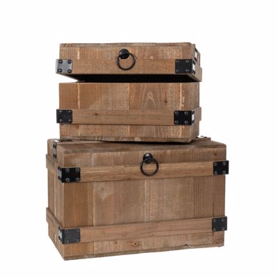 Iliadis Σετ των 2 Μπαούλα Ξύλινα Καφέ 42x23x25cm/33x19x22cm 85321