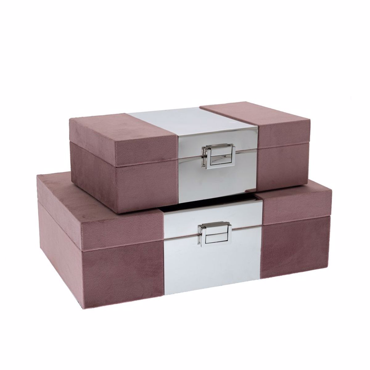 Iliadis Set ton 2 Beloudina Koutia Roz me Asimi Leptomereies 31.5x21x10.5cm 85325
