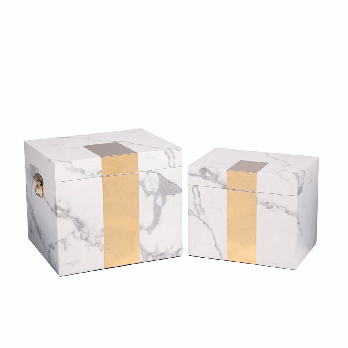 Iliadis Set ton 2 Baoula Xulina me opsi Marmarou kai Xrusi Leptomereia 35x27x30cm/30x22x25cm 85331