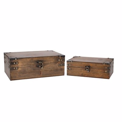 Iliadis Σετ των 2 Μπαούλα Ξύλινα Καφέ 30x20x11.5cm/23.5x15x8.5cm 85337