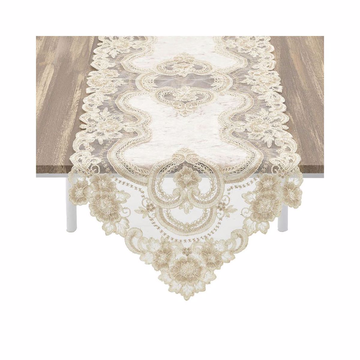Inart Trabersa me Dantela ufasmatini Bez/Xruso 40X140 3-40-240-0102