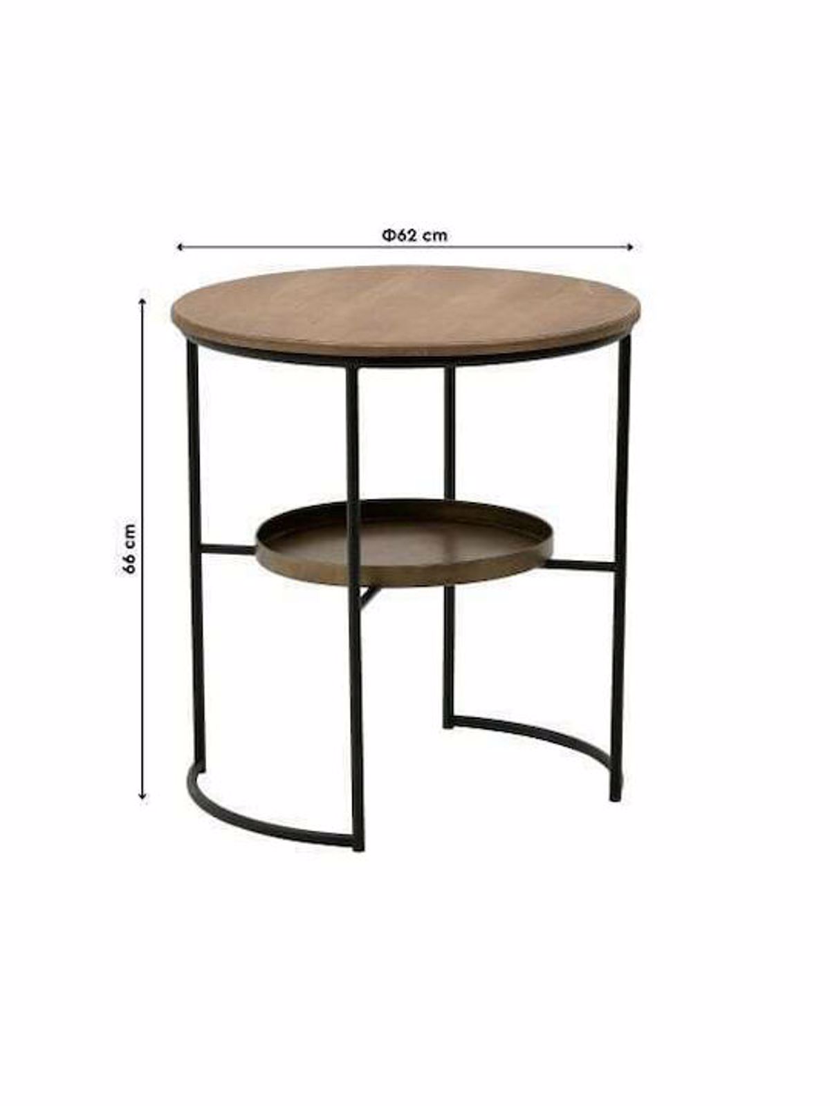 Inart Trapezi Saloniou Metalliko/Xulino Fusiko/Mavro F62X66 3-50-153-0032