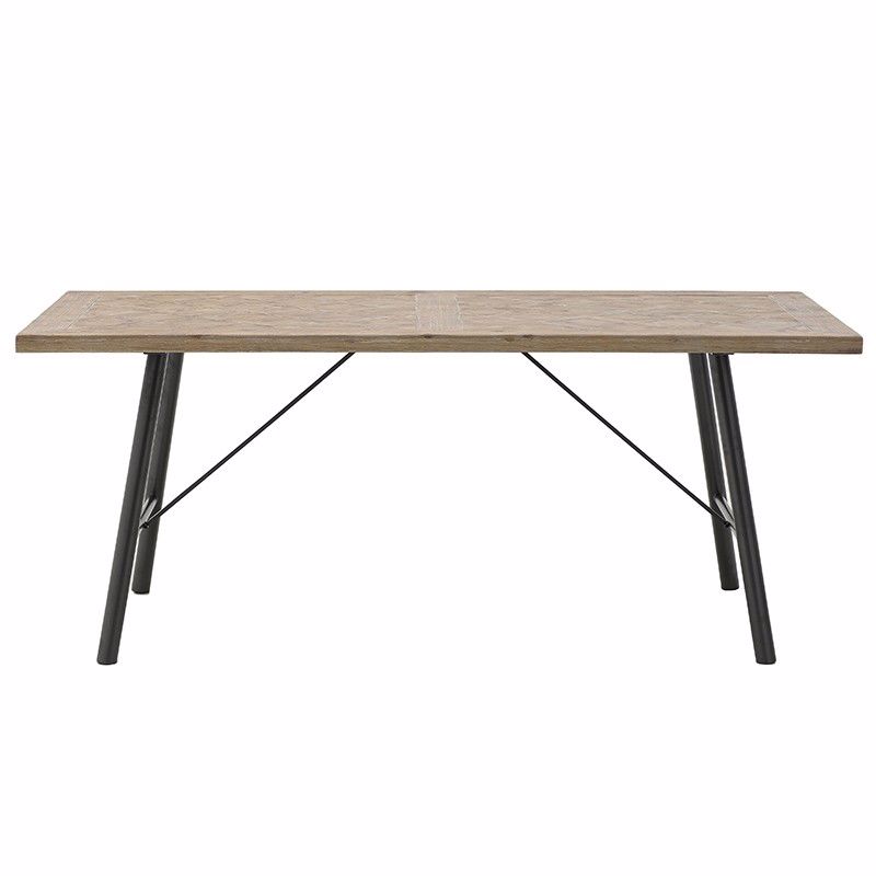 Inart Trapezaria Xulini Metalliki Mavro/Fusiko 190X90X78 3-50-188-0007