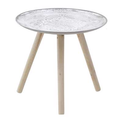 Inart Τραπεζάκι Ξύλινο Γκρι Natural Φ45X42EK 3-50-219-0005